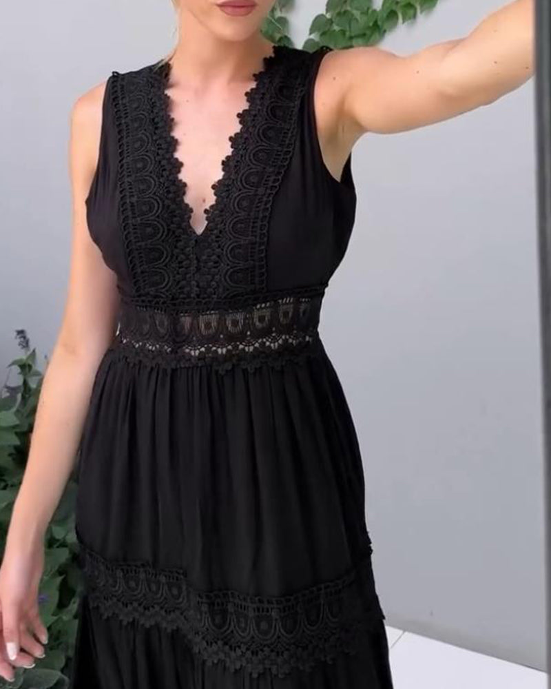 Helena - Vestido de encaje artesanal con escote en V