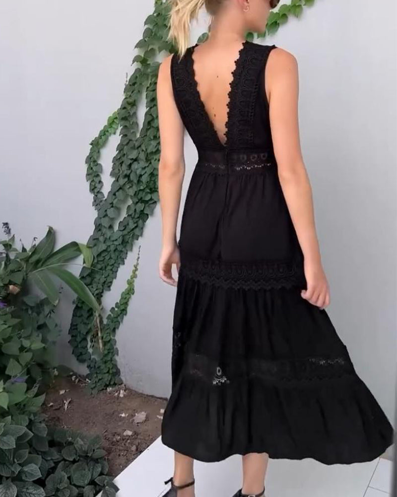 Helena - Vestido de encaje artesanal con escote en V