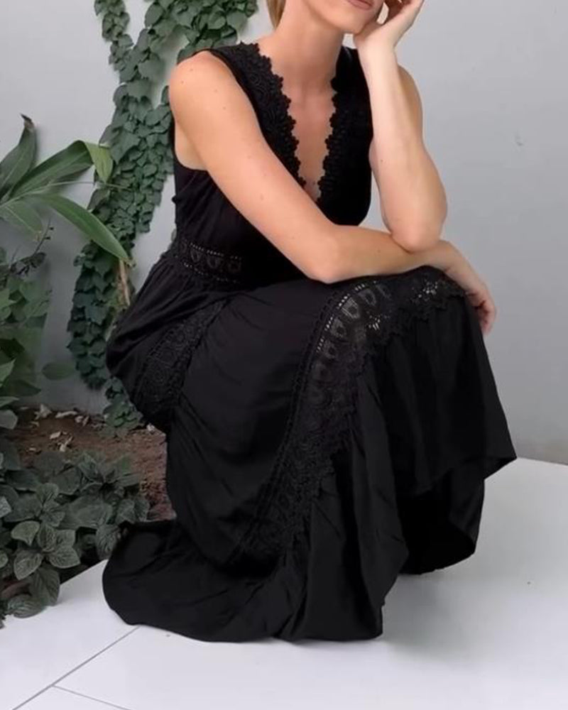 Helena - Vestido de encaje artesanal con escote en V