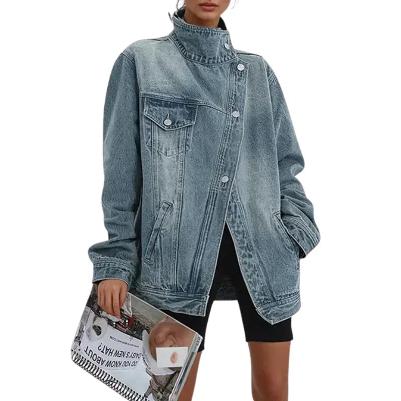 Cleo - Chaqueta asimétrica urbana con botones