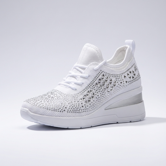 Zapatillas de malla con pedrería