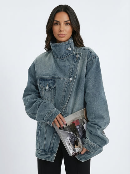 Cleo - Chaqueta asimétrica urbana con botones