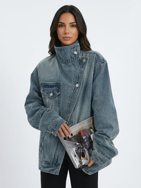 Cleo - Chaqueta asimétrica urbana con botones