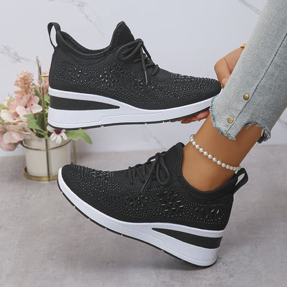 Zapatillas de malla con pedrería