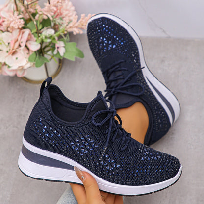 Zapatillas de malla con pedrería