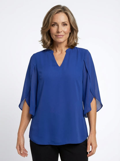 Claudia – Blusa de gasa chiffon con escote en V
