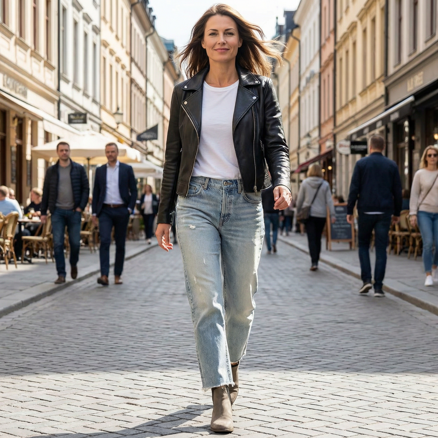Vaqueros rectos de tiro alto para mujer