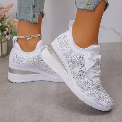 Zapatillas de malla con pedrería