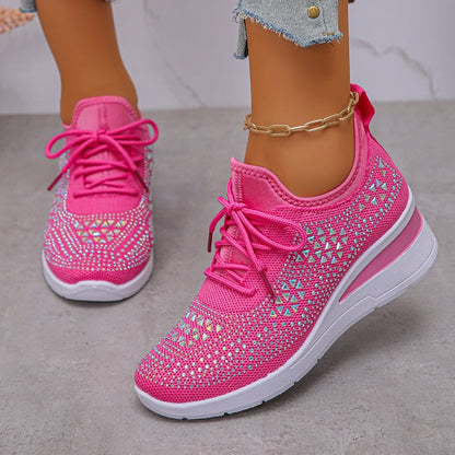 Zapatillas de malla con pedrería