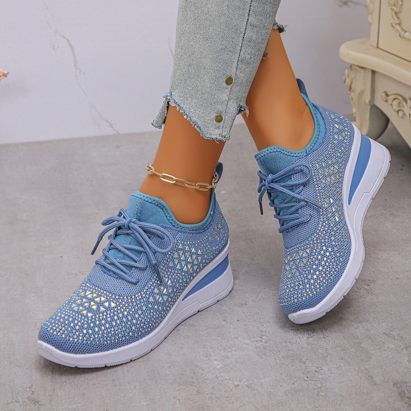 Zapatillas de malla con pedrería