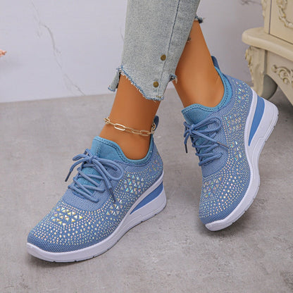 Zapatillas de malla con pedrería
