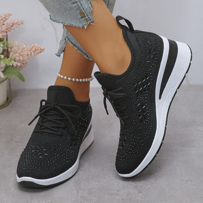 Zapatillas de malla con pedrería