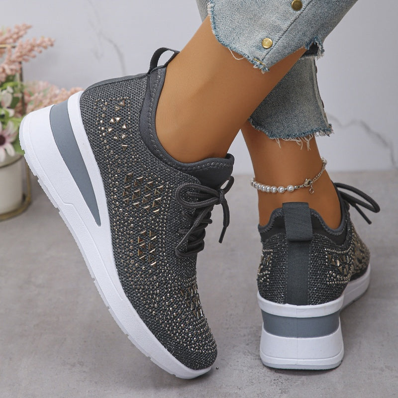 Zapatillas de malla con pedrería