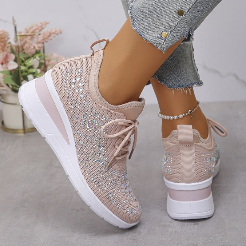 Zapatillas de malla con pedrería