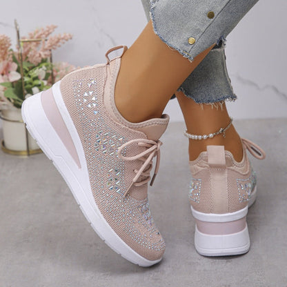 Zapatillas de malla con pedrería