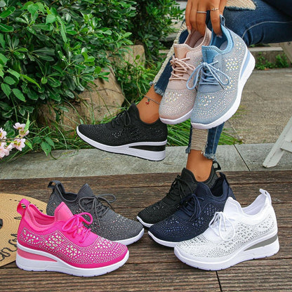 Zapatillas de malla con pedrería