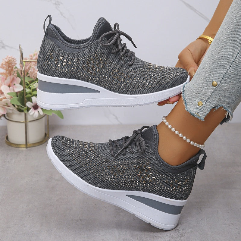 Zapatillas de malla con pedrería