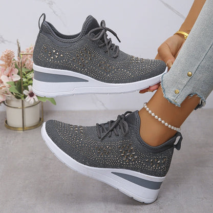 Zapatillas de malla con pedrería