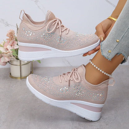 Zapatillas de malla con pedrería