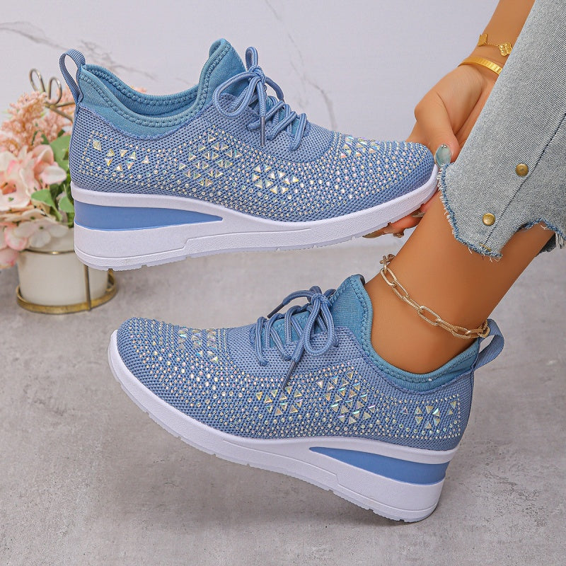 Zapatillas de malla con pedrería