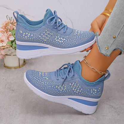 Zapatillas de malla con pedrería