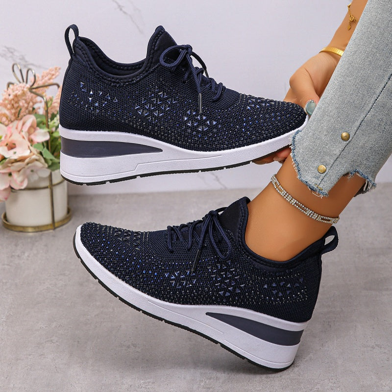 Zapatillas de malla con pedrería