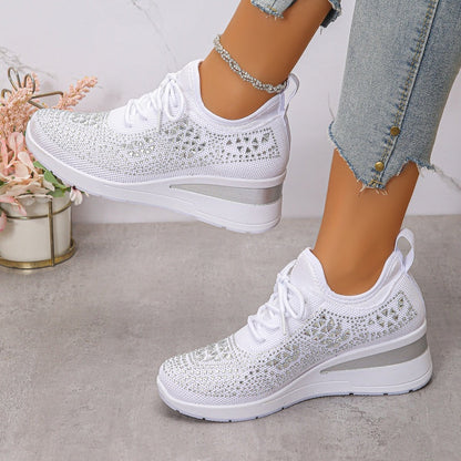 Zapatillas de malla con pedrería