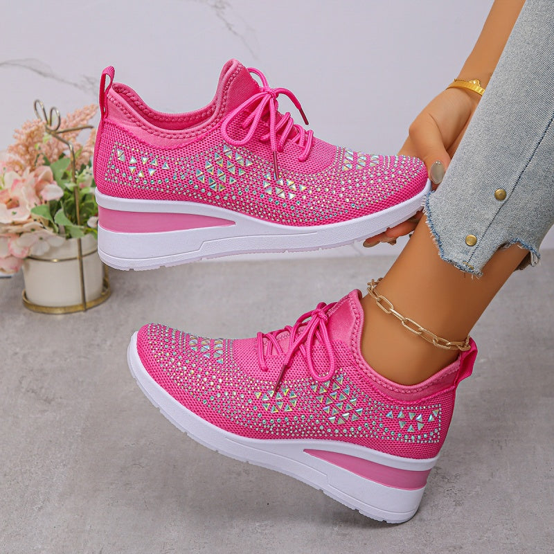 Zapatillas de malla con pedrería