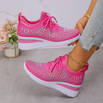 Zapatillas de malla con pedrería